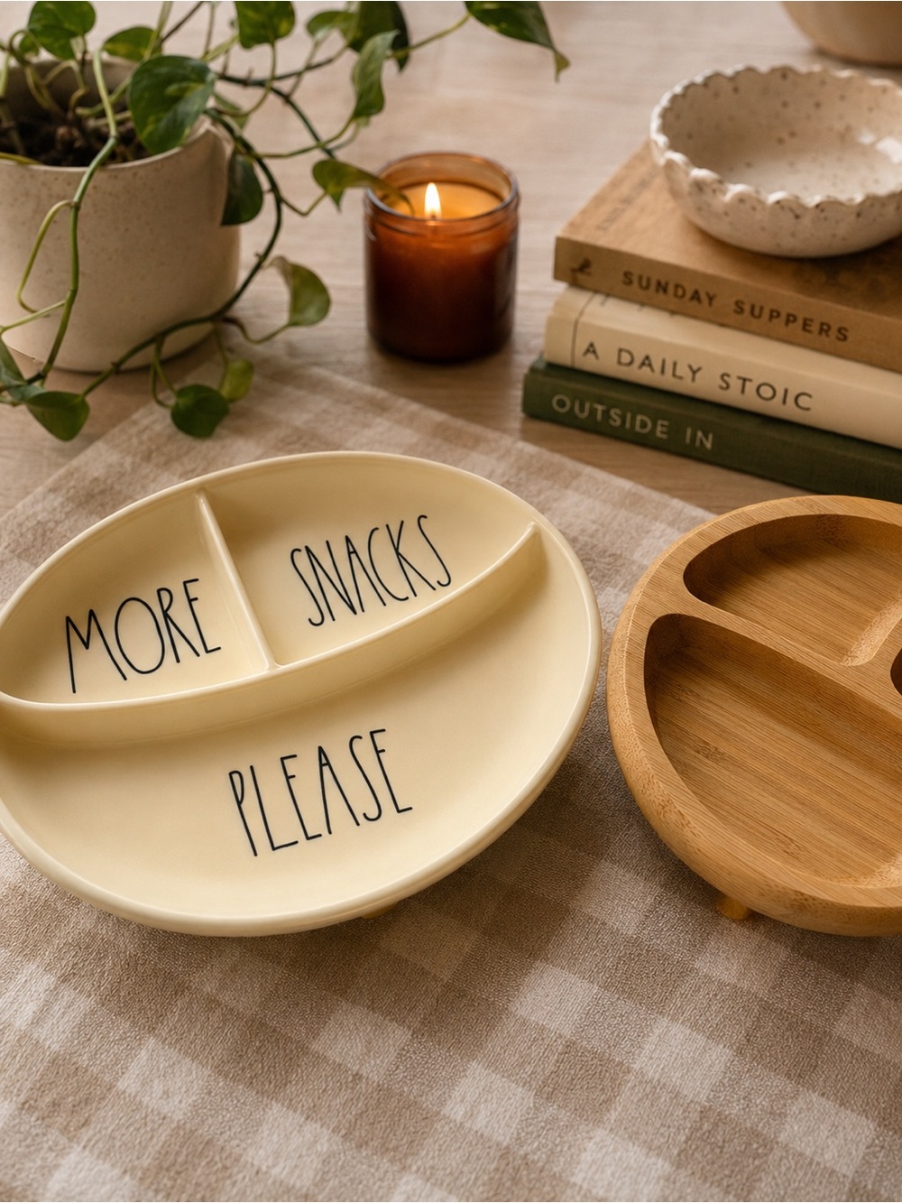 Montessori & Rae Dunn Baby Plate Bundle – Bamboo Suction Plate + Silicone Plate